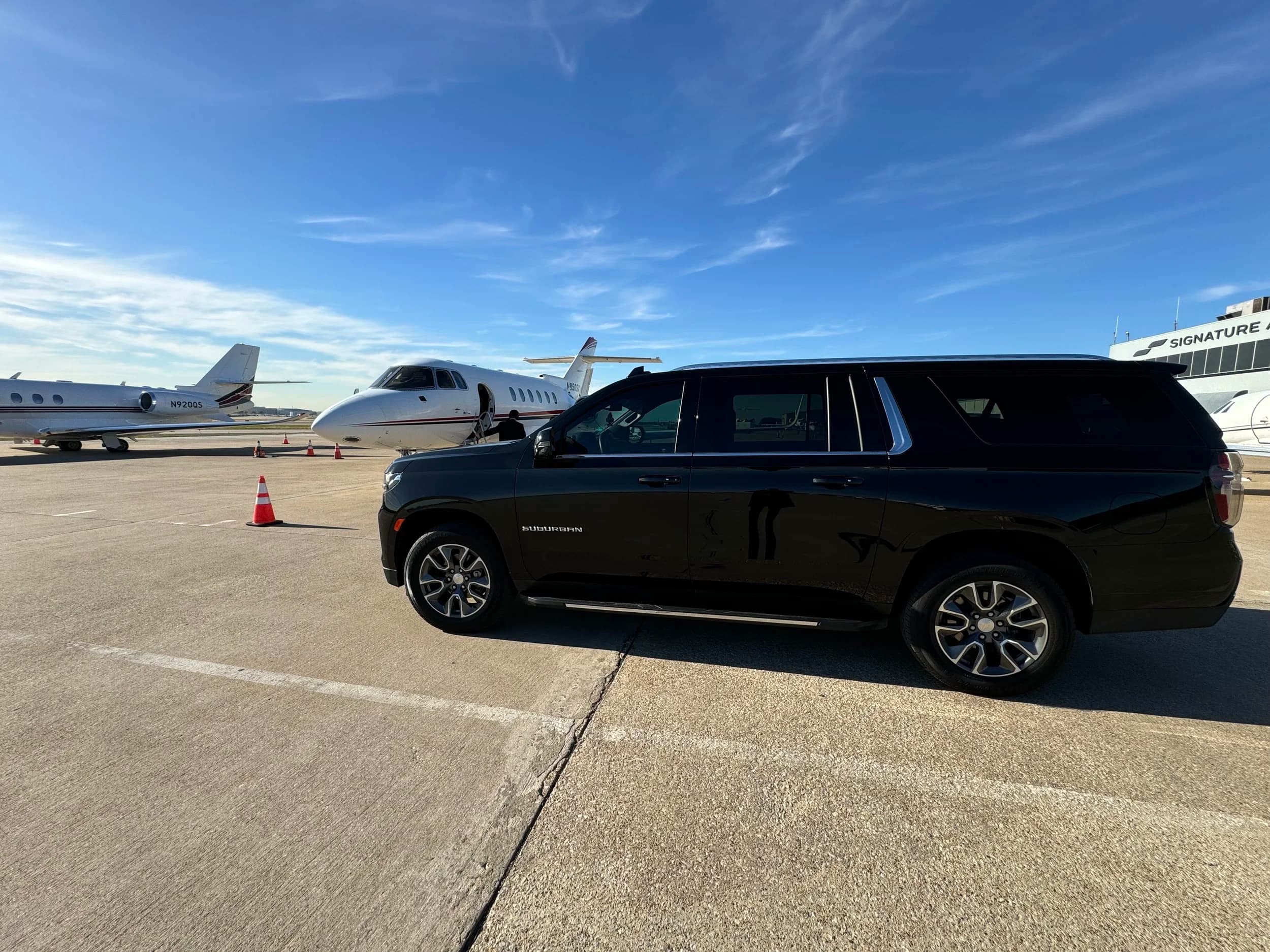 Blitz Limo black SUV ready for a Mansfield airport transfer